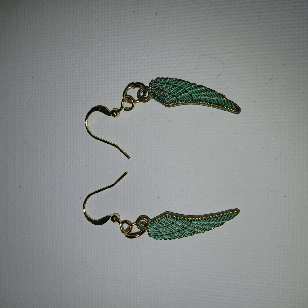 Elegant Gold and Blue Wing Earrings